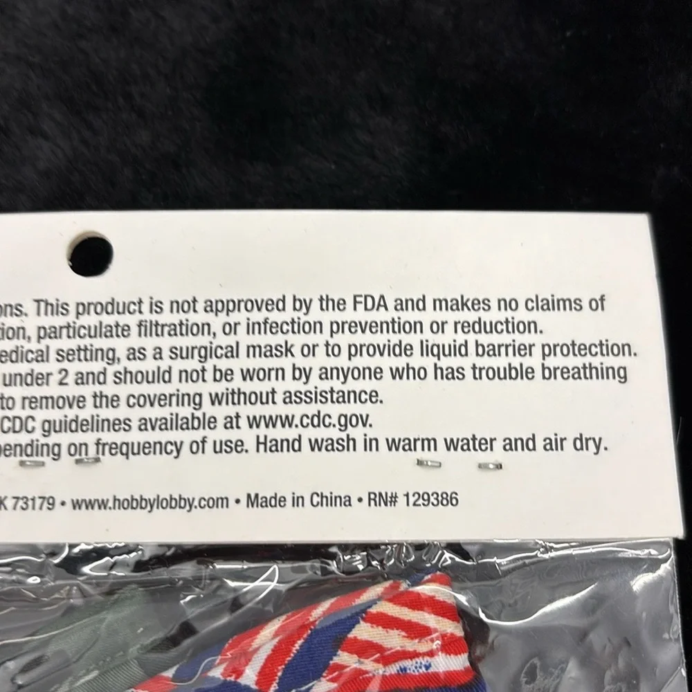 NWT Fashion Design Loft Camouflage & Flag Fabric Face Coverings Masks Washable